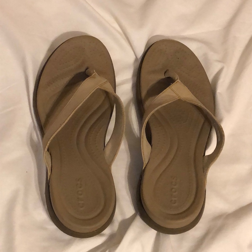 Dual Comfort Khaki Colored Croc Flip Flops